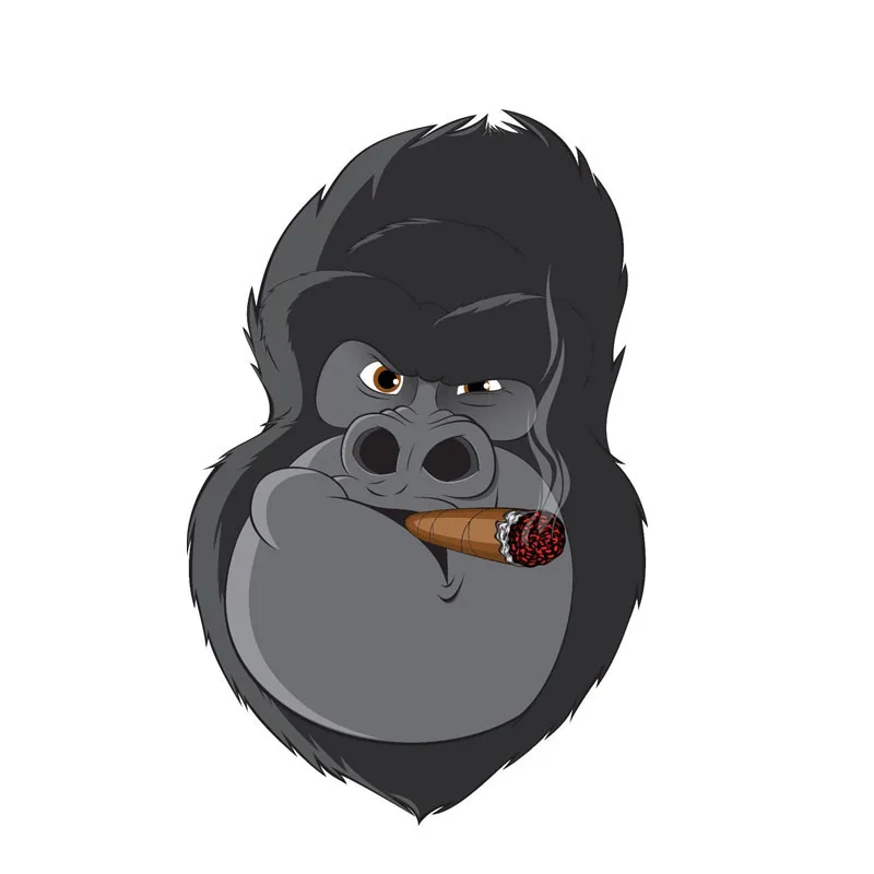 

Hot Cartoon Car Sticker Gorilla Head Cigar Motorcycle Accessories Vinyl Decals Waterproof PVC 14.8cm X 9.7cm
