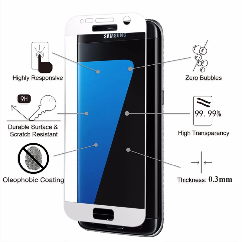 for Samsung Galaxy S 7 6 5 Protective Glass Screen Protector on Sansung Sumsung S7 S6 S5 Full Cover Tempered Glas SamsungS7 Film