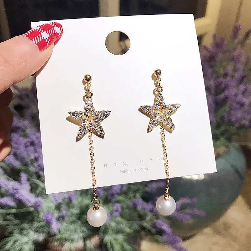 

Trendy Elegant Created Big Simulated Pearl Long Earrings Pearls String Statement Drop Earrings For Wedding Party Gift