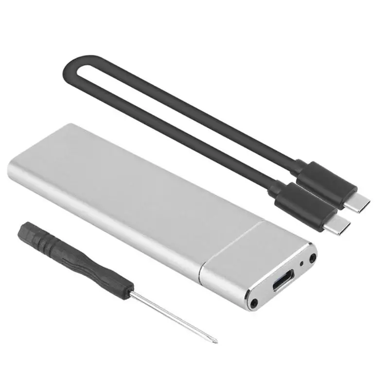 USB 3,1 type-C к M.2 NGFF SSD корпус жесткого диска коробка 6 Гбит/с Внешний защитный корпус для m2 SATA SSD USB 3,1 2260/2280 - Цвет: Silver Type C to C