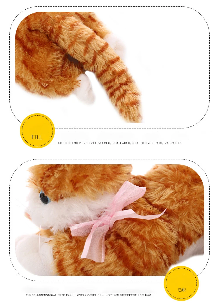 New cute plush cat white black soft stuffed plush toy animal gift for children boy girl toy gift 35-40cm