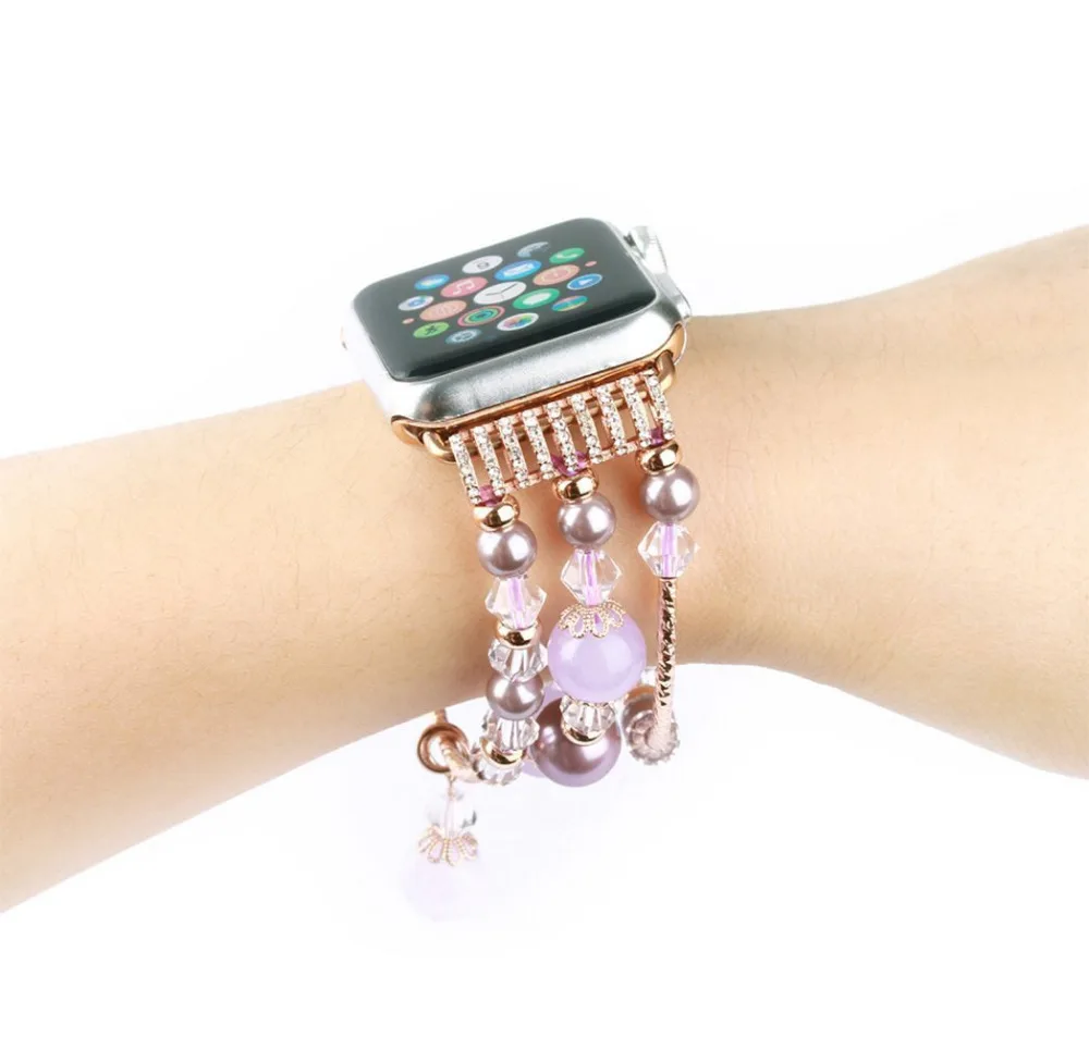 Lerxiuer роскошный Агат женский ремешок для Apple watch series 4 44 мм 40 мм iwatch 3 2 1 38 мм 42 мм дамский браслет ремешок для часов