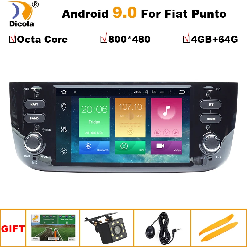 Cheap 4G+64G PX5 HD Android 9 Car DVD Player for FIAT Punto 199 310 / Linea 323 2012 2013 2014 2015 2016 Radio GPS WiFi TPMS USB SD 0