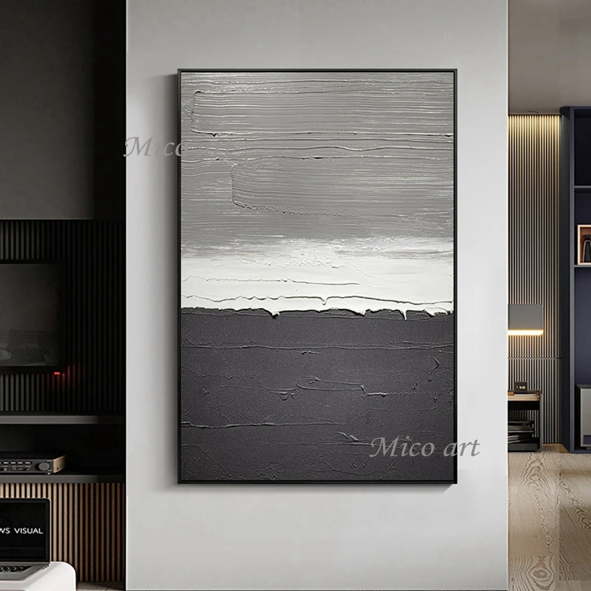 No Framed Hand Painted Handmade Cheap Black And White Abstract Design Oil Painting On Canvas Wall Decor Art High Quality Painti | Дом и сад