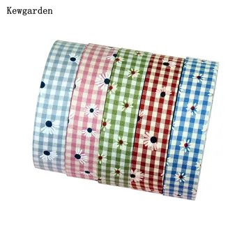 

Kewgarden 1" 1.5" 38mm 25mm 10mm Plaid Daisy Fabric Layering Cloth Ribbon Handmade Tape DIY Hairbow Accessories Webbing 10 Meter