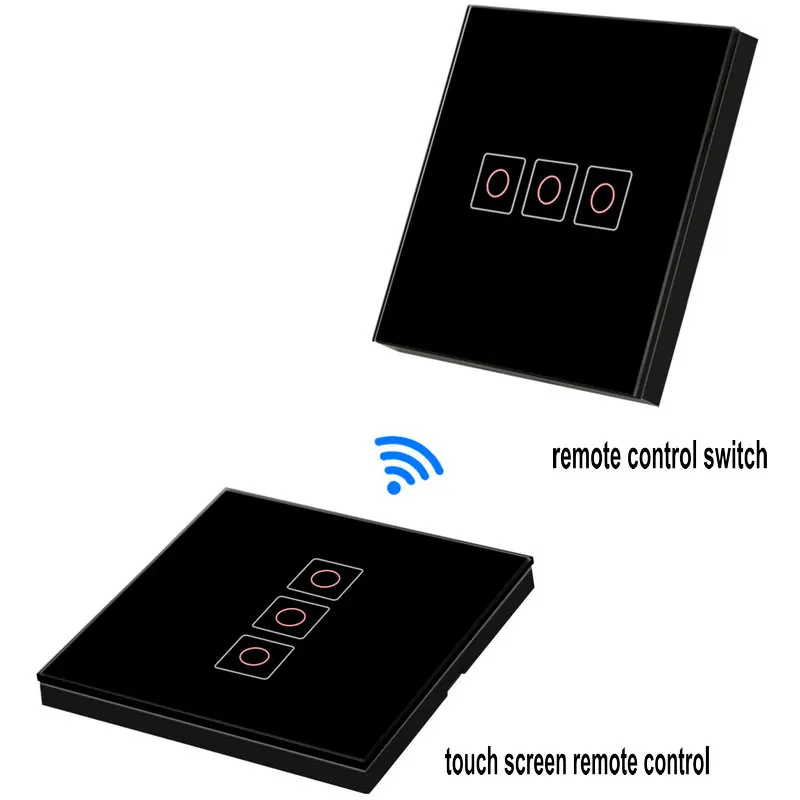 

Wall Light led EU Standard Touch Switch 3 Gang 220V Crystal Glass Panel rf433 remote switch Free sticker switch shape