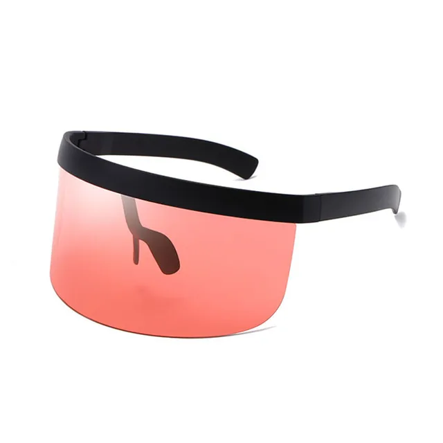 SO&EI Oversized Anti-Peeping One Piece Rimless Sunglasses Men Fashion Outdoor Sports Windproof Goggles Women UV Mask Sun Glasses Black red