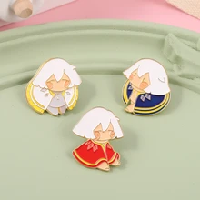 

Funny gray-haired girl brooch Villain brooch Creative cute villain brooch Cute little girl brooch Backpack Badge Lapel pins
