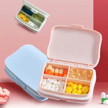 

Candy Color Mini 4 Slots Pill Box Pill Container Dispenser Splitter Drugs Pill Medicine Box Jewelry Box