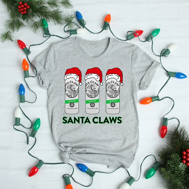 Забавная Рождественская футболка, футболка с Санта-Клаусом и когтями, уродливая футболка для рождественской вечеринки, футболка с белоснежным когтем, хипстерская футболка