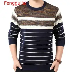Fengguilai 2019 дизайнерский пуловер полоски мужской свитер платье толстый зимний теплый трикотаж трикотажные свитера Мужская одежда зауженного