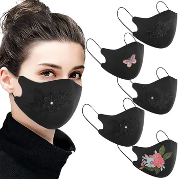 

Adult Men Women Chic Cloth Embroidery Designed Face Mask Outdoor Cycling Dustproof Mouth Mask Fabric Mask Washable And Reusable