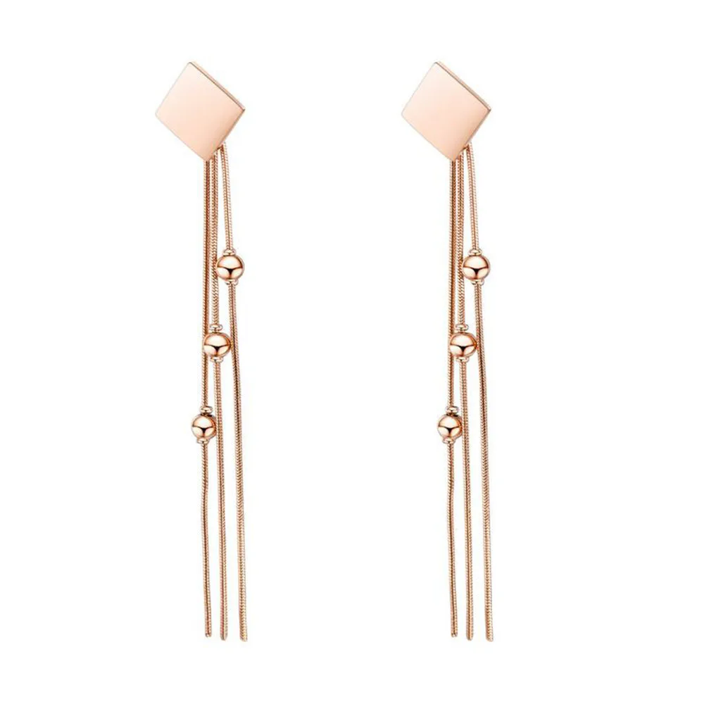 

Korean Style Wild Jewelry Personality Temperament Long Bead Tassel Earrings Stainless Steel Women's Stud Earrings Gifts