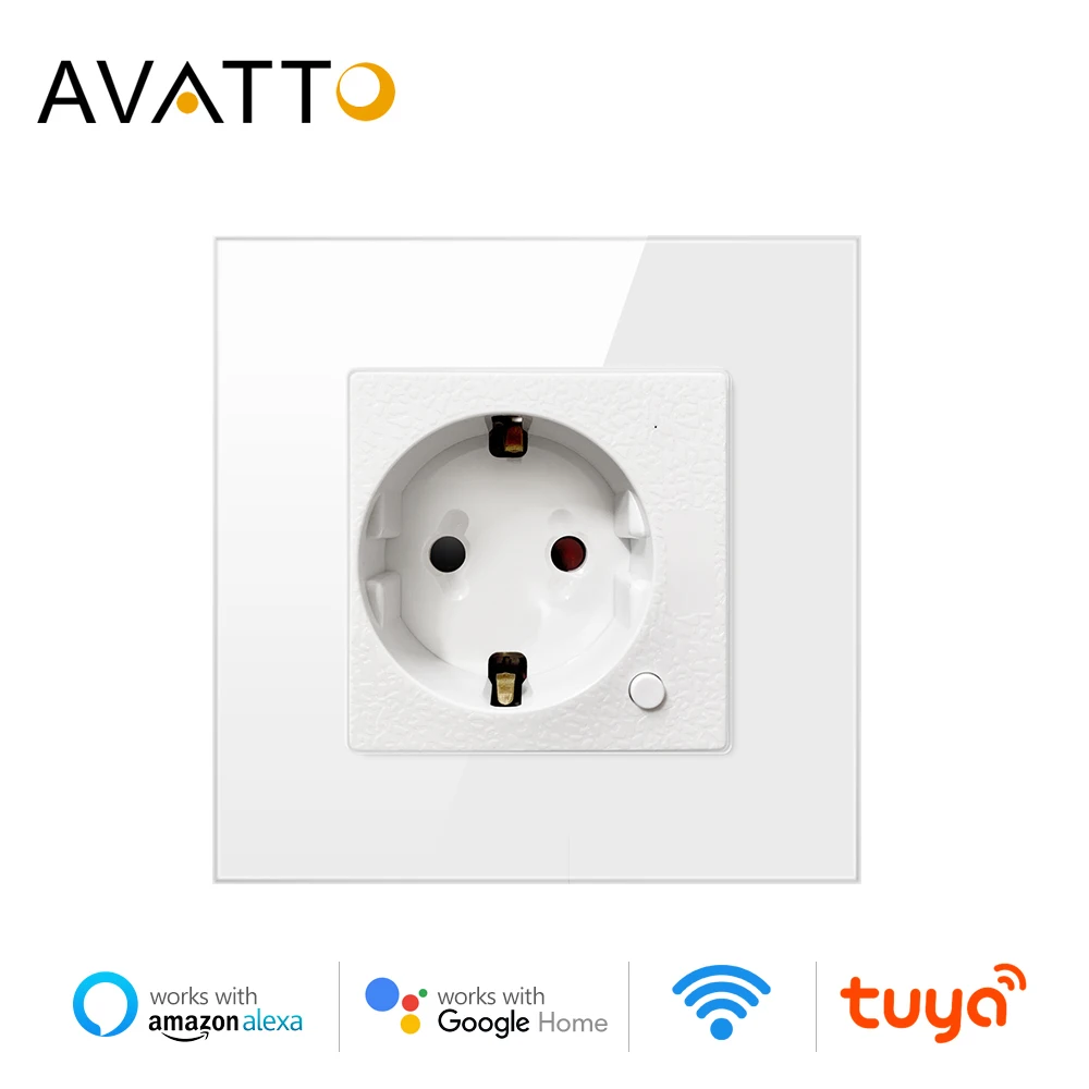 AVATTO Wifi Wall SocketEU Standard  Voice Remote Control Power Plug outlet Works With Google Home Alexa IFTTT Tuya Smart home