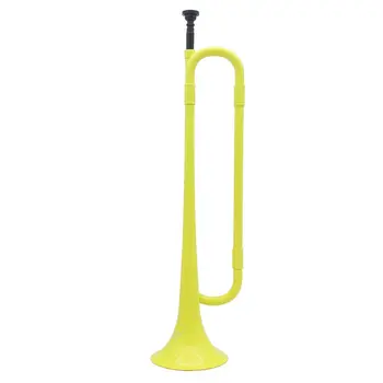 

B Flat Bugle Cavalry Trumpet Environmentally Friendly Plastic with Mouthpiece for Band School Student Yellow color