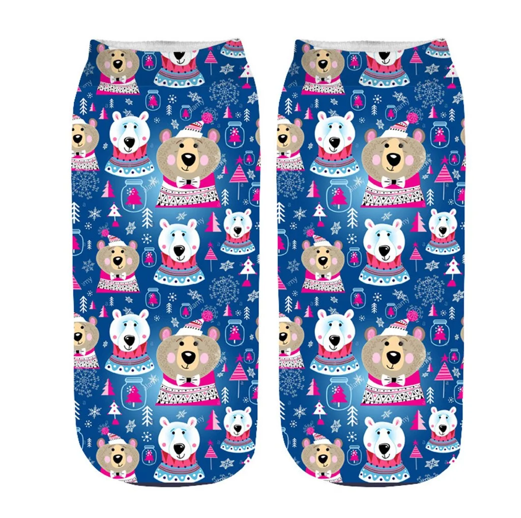 Забавные милые женские носки для рождественской вечеринки; повседневные носки из дышащего хлопка; женские удобные короткие носки без пятки с героями мультфильмов