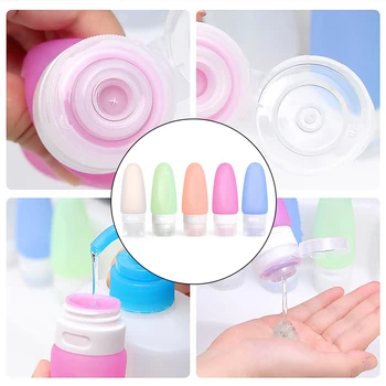 

5pcs 89ml Silicone Bottle Shampoo Travel Bottle Squeeze Containers Tubes Portable Travel Containers Silicone Refillable Bottles