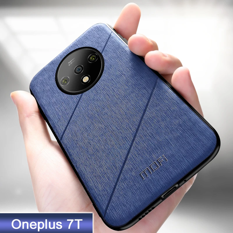 Чехол для oneplus 7 t, MOFi,, one plus, 7t pro, ударопрочный, задняя крышка, оболочка, capas 1+ 7 t, роскошный, pu кожаный, силиконовый чехол s