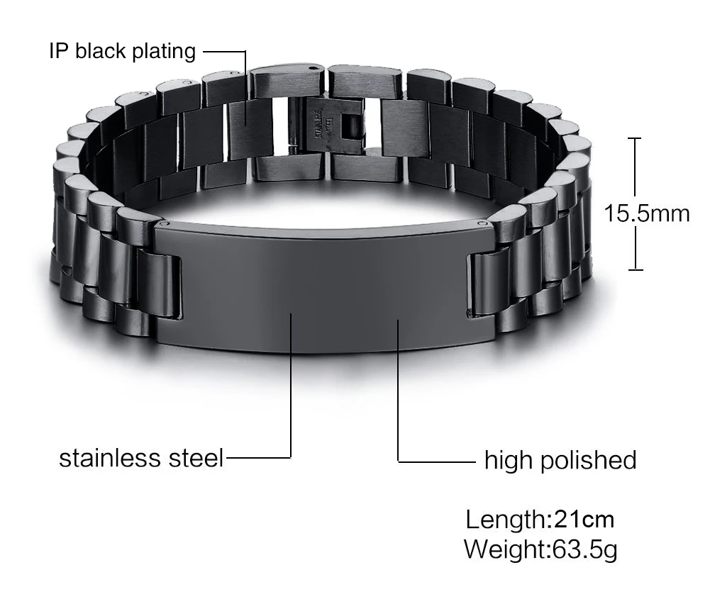 Vnox, 15,5 мм, громоздкие браслеты для мужчин, черный, нержавеющая сталь, цепочка, массивный, панк, мужской браслет, HOMBRE Pulseira, подарок для моего сына