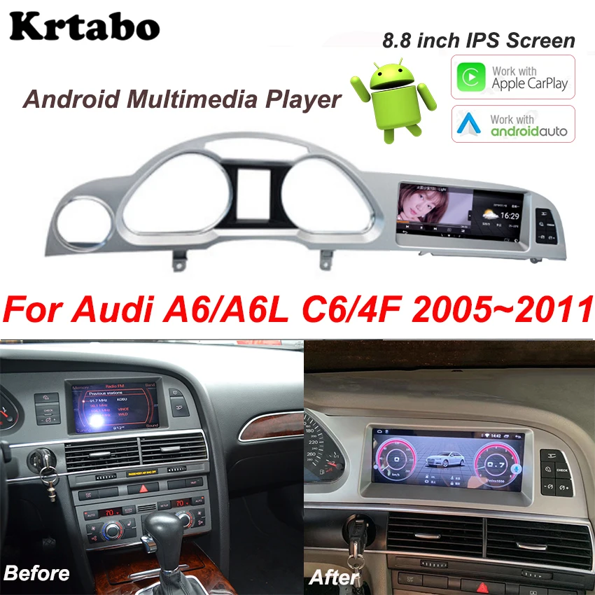 Мультимедийный плеер для Audi A6 A6L C6 4F 2005 ~ 2011, Android, радио, стерео, GPS навигация, Carplay, видео плеер|Мультимедиаплеер для авто| | АлиЭкспресс
