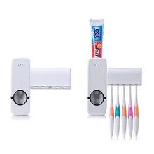 2 unids/set de soporte de cepillo de dientes Set dispensador automático de pasta de dientes soporte de pared herramientas de baño accesorios de baño