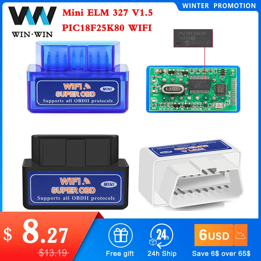 OBD2 Super Mini ELM 327 V1.5 PIC18F25K80 WIFI obd2 сканер ELM327 OBD 2 Автомобильный диагностический
