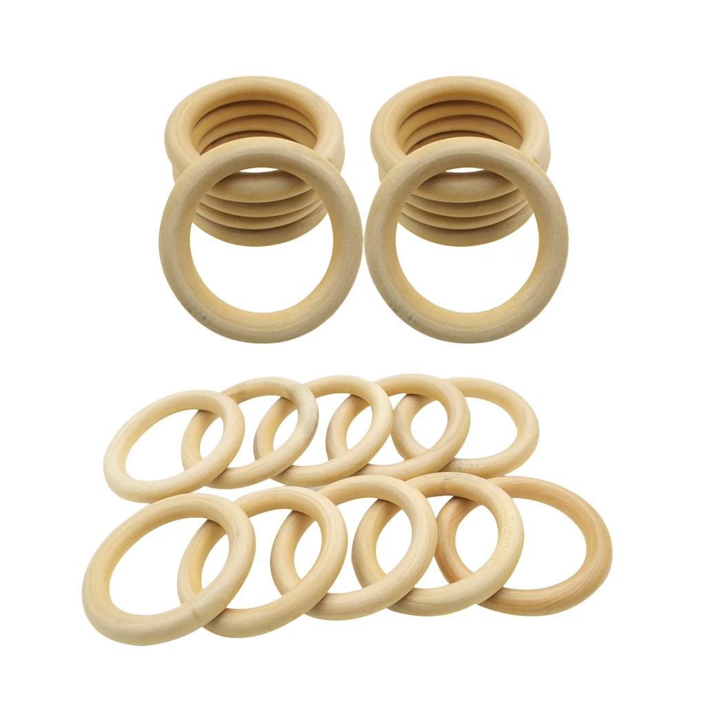 15 Pieces Natural Wood Beads Wooden Ring DIY Wooden Jewelry Making Crafts Connectors Circles Rings Beads 70 And 100 Mm Mix Size