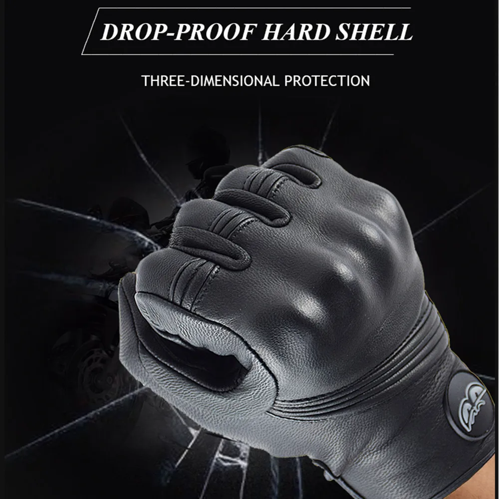 Vintage Genuine Leather Motorcycle Gloves Full Finger Motocross Biker Glove Guantes Moto Men Windproof Gloves Retro motorcycle gloves