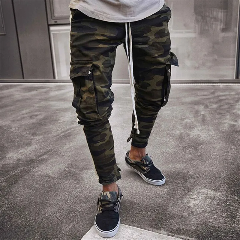 Kaufen Drop Verschiffen 2019 Neue Kommen männer Hosen Armee Grün Camouflage Dünne Lange Hosen Patchwork Casual Jeans Männer Modis Streetwear