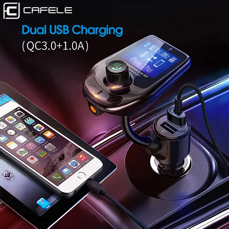 

Cafele QC 3.0 Car Charger Bluetooth Wireless MP3 Player FM Transmitter Handsfree 2.4A USB Car Charger Kit For Phone