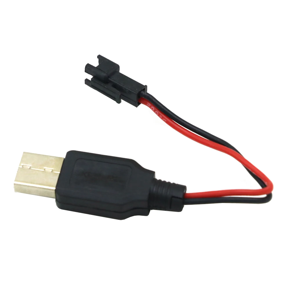 Ensemble de câbles chargeurs batterie lithium 3.7V USB vers JST/SM/Futaba, présentés enroulés sur fond gris.