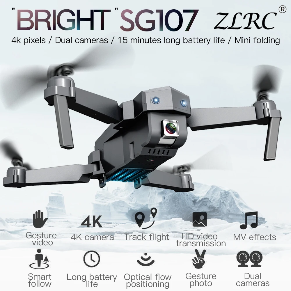 ZLRC SG107 Mini Drone with 4K WIFI 1080P FPV Camera RC Drone 2.4GHZ  Quadcopter Optical Flow Quadrocopter Camera Toys VS E58 E68|RC Helicopters|  - AliExpress