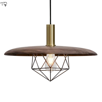 

Nordic Minimalist Zen Art Designer Round Wood Grain Pedant Lights Iron Art Individual Hanging Lights Restaurant Bedroom Bedside