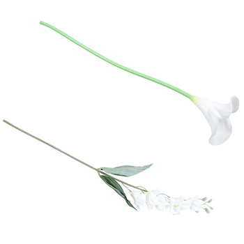 

5Pcs Artificial Phalaenopsis Orchid Flowers Silk Flower & 12Pcs Real Press Decorative Artificial Flower Calla Lily