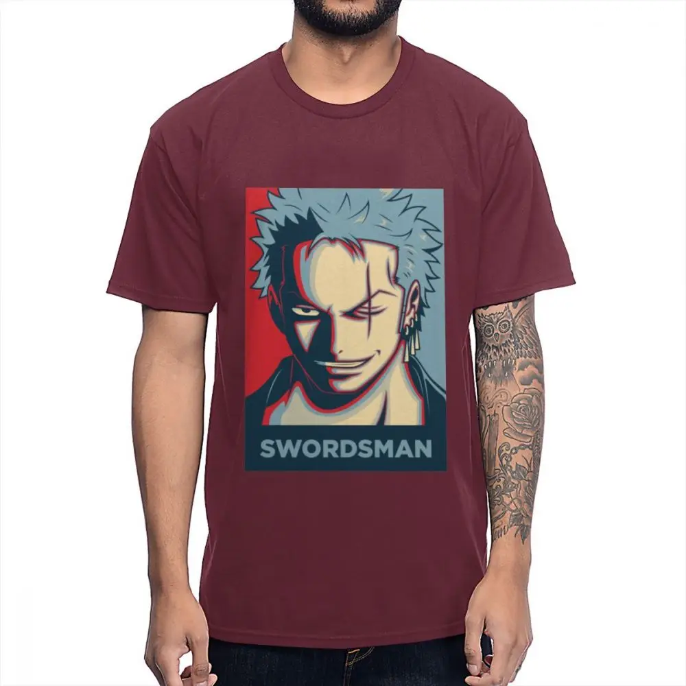 Потрясающая дизайнерская одночастная футболка Roronoa Zoro Swordsman крутая хлопковая Футболка с аниме - Цвет: Коричневый