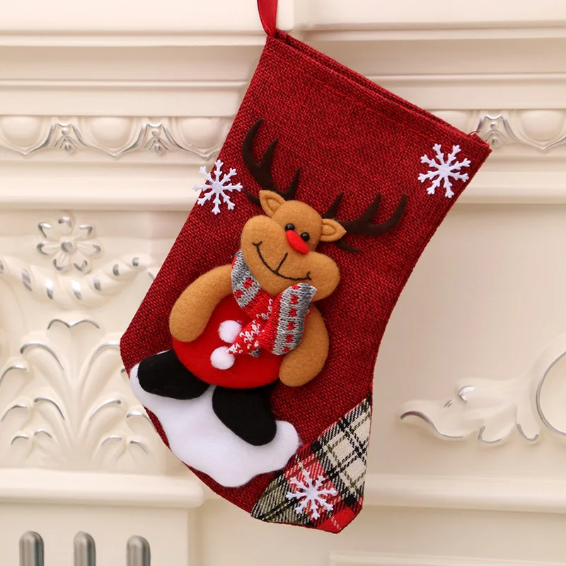 New Year Christmas Stocking Sack Xmas Gift Candy Bag Christmas Decorations for Home Navidad Sock Fireplace Tree Decor christmas gift bags christmas stockings gift bags christmas candy packaging