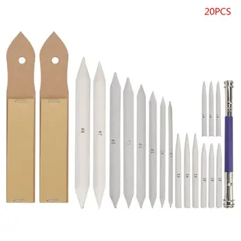 

20pcs/set Sandpaper Blending Paper Stumps Sketch Pencil Extension Rod Extender Sharpen Drawing Tool