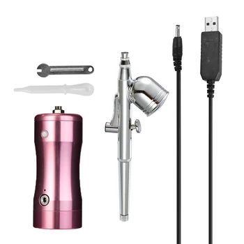 

Portable USB Dual Action Airbrush Kit Compressor Air Brush Paint Spray Gun For Nail Art Design Tattoo Cake Pink Air Pump