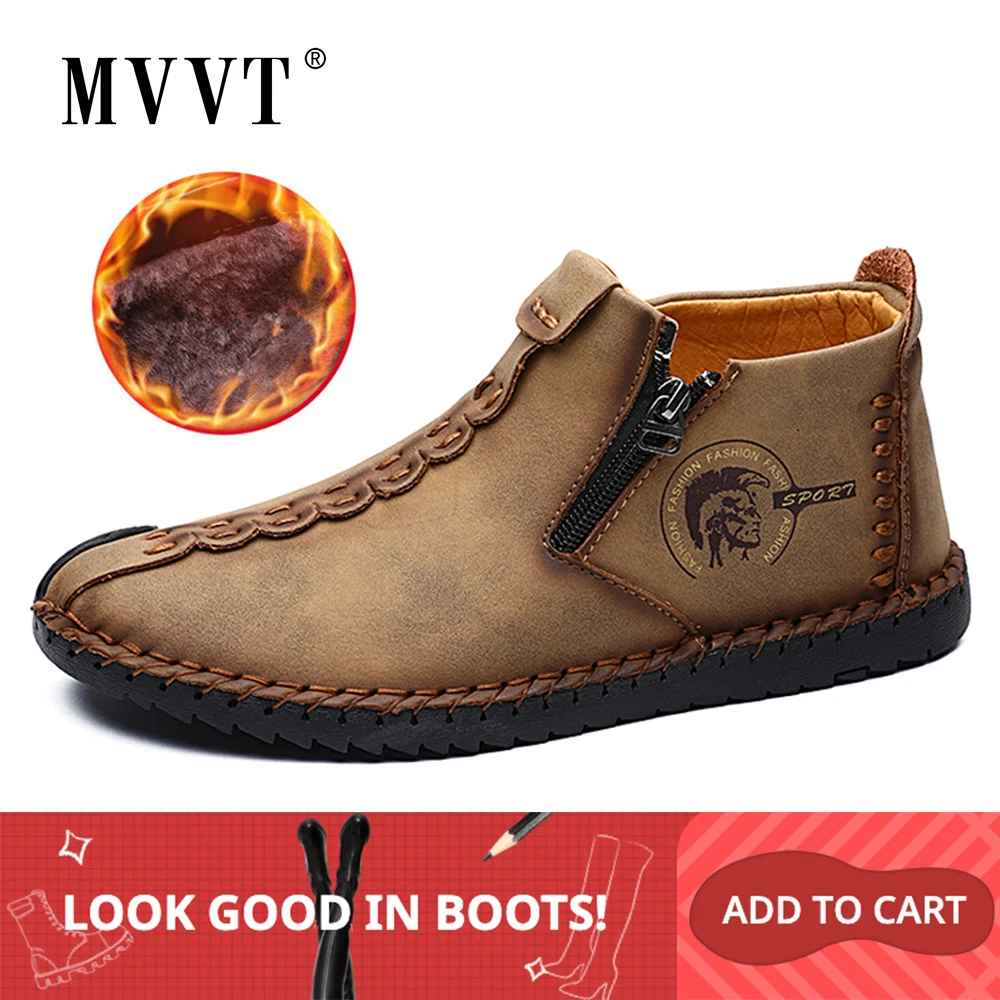 Plus Size Men Winter boots Split Leather Boots Men Snow Boots Super
Comfort Winter Shoes Men Ankle Boots Fur Men Shoes Snow