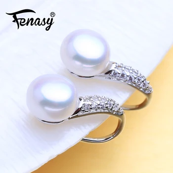 

FENASY Natural Pearl Earrings 925 Sterling Silver Stud Earrings For Women Pearl Jewelry romantic Cubic Zirconia CZ Earrings