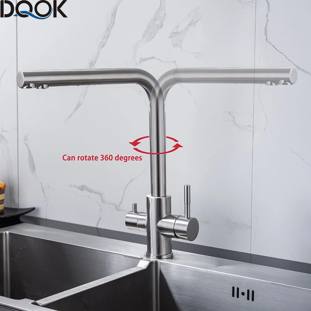 DQOK Drinking Filtered Water Kitchen Faucet Purification Tap Dual Handle Faucet Kitchen Sink Tap — view 3