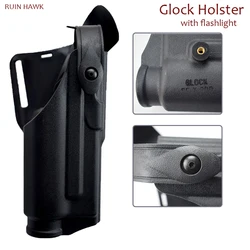Pistolera táctica Glock 17 19 22 23 31 32, fundas de cinturón con linterna, accesorios Glock de caza táctica
