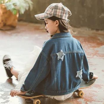 

Fashion Girls Spring Autumn Jeans Jacket Long Sleeve Denim Jacket Coat Child Fashion Street Wear Outwear 4-13 Years Tops Clothes