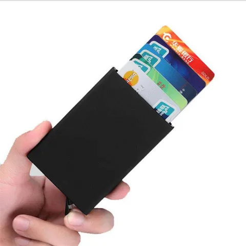 Pop up automático titular do cartão de crédito capa de alumínio de negócios de alta qualidade carteira de viagem titular do cartão de dinheiro clipe