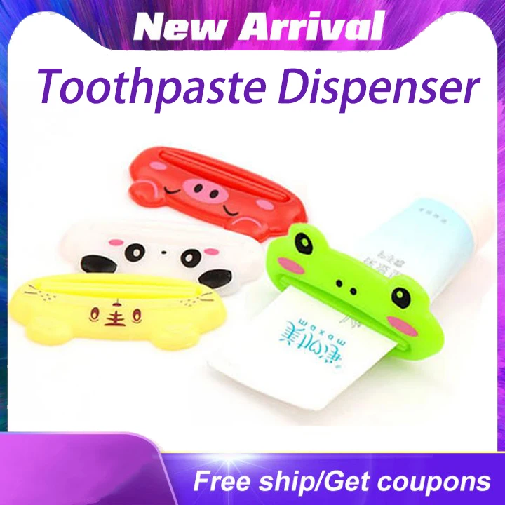 Dispensador de pasta de dientes reutilizable con dibujos de animales, extrusora fácil de exprimir, estante enrollable para baño, accesorios para el baño, 1 Uds.