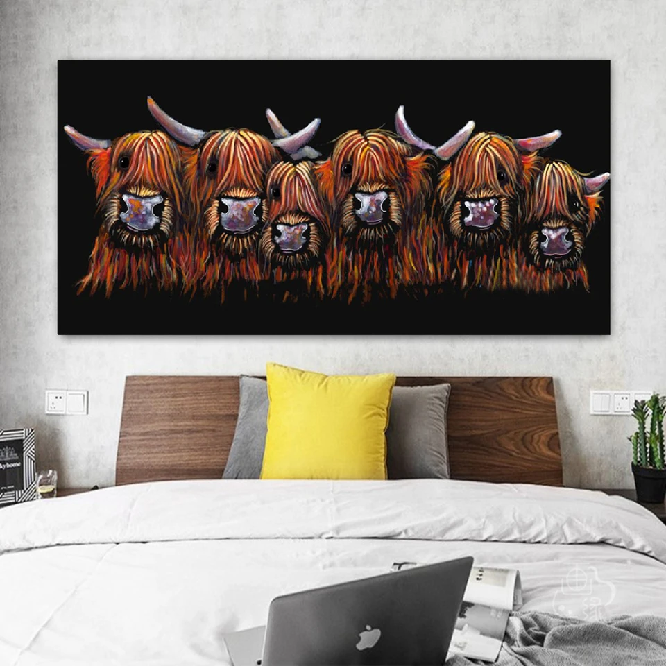 5D DIY Diamond Painting cartoon color Highland Cow Full Square round Rhinestone Drill Embroidery Mosaic cattle art Home Decor