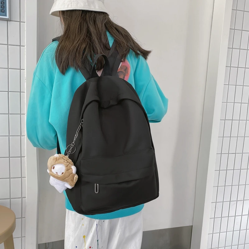 15 inch Nylon Waterproof Solid Minimal Fashion Backpack