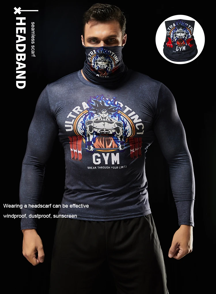3D-Sublimationsdruck Herren Skinny T-Shirt Lässig Langarm Atmungsaktiv Für Laufen Fitnessstudio Radfahren – Detail 1