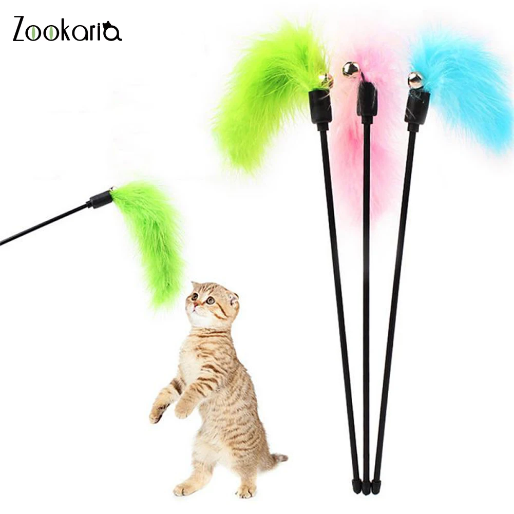 3pcs Cat Toys Interactive Pet Toy Colorful Turkey Feathers Tease Stick Teaser And Exerciser For Supplies Wholesale | Дом и сад