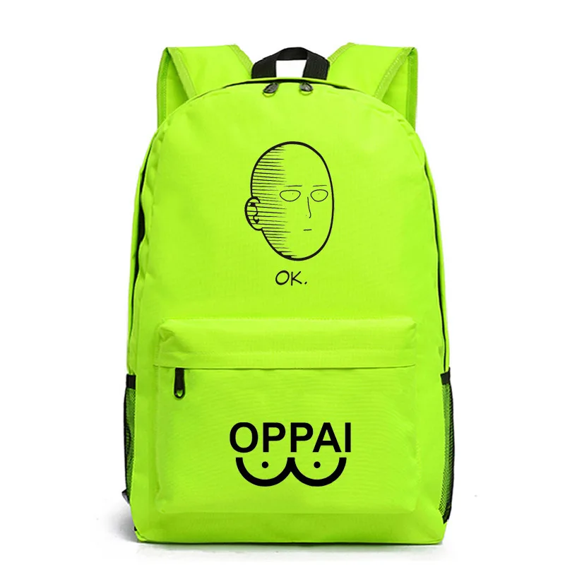 One Punch Man Hero Сайтама оппай аниме водонепроницаемый нейлоновый рюкзак для женщин Дорожная много карманов рюкзаки школьная сумка для подростков - Цвет: green pattern 1
